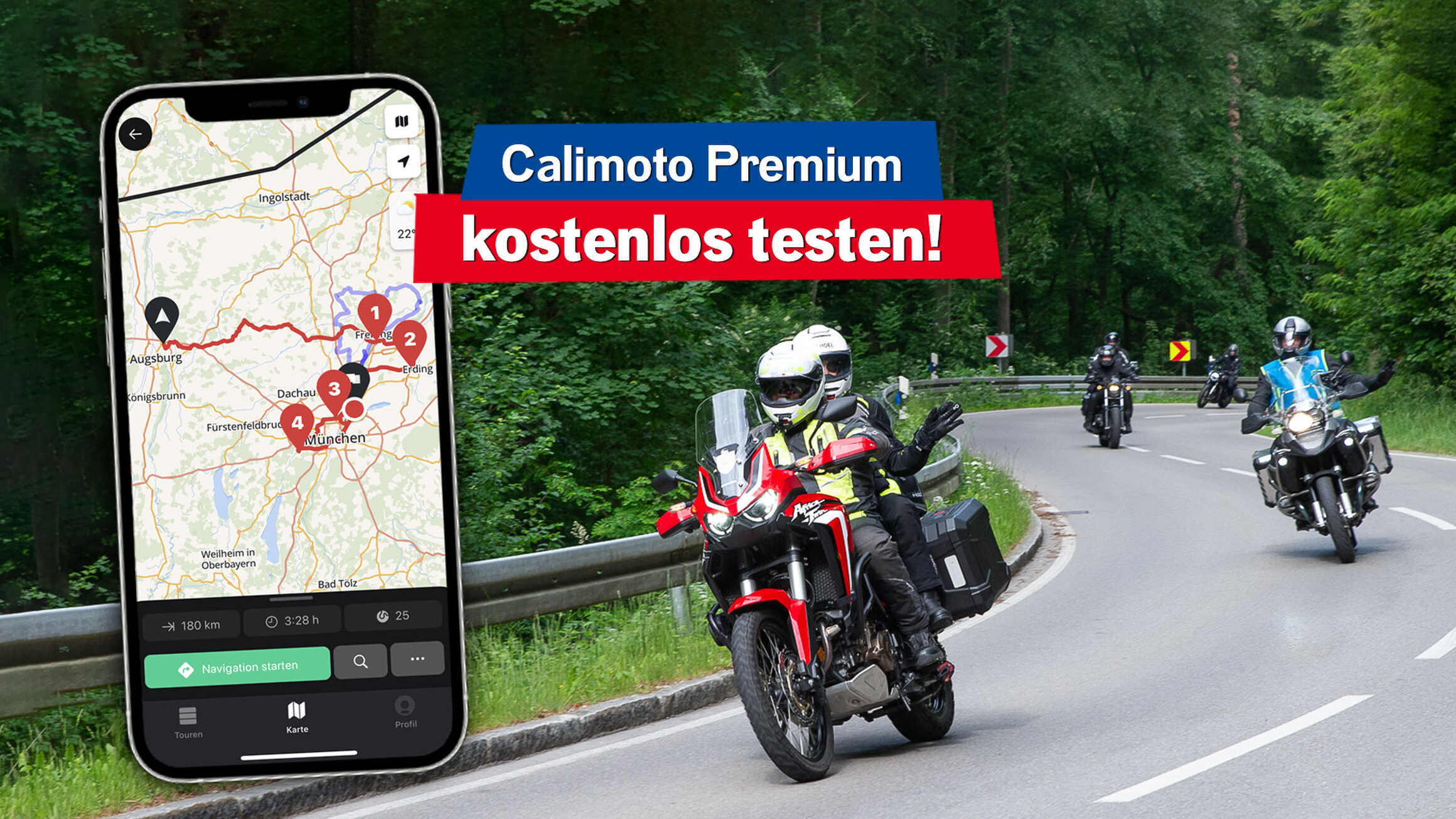 Calimoto: Streckenvorschlag & Premium gratis testen mit der ROCK ANTENNE Motorradtour