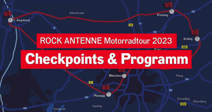 Checkpoints und Programm der ROCK ANTENNE Motorradtour am 18.06.2023